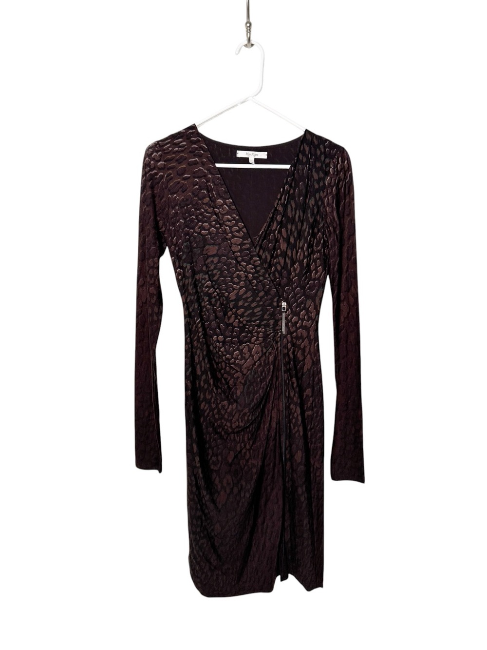 MaxMara Dark Brown Leopard Print Bodycon Dress Size 38/4